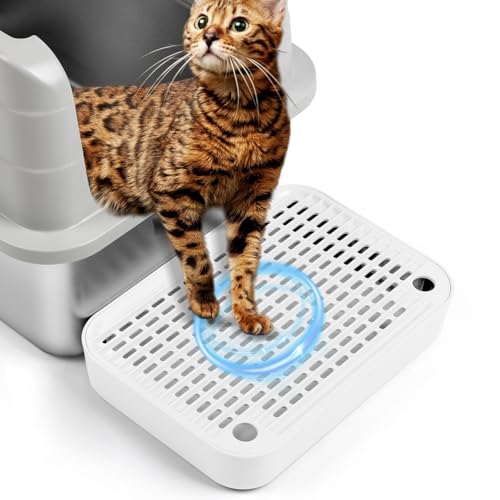 Cat Litter Box Ramp Mat with Filter Function, Cat Step Pedal Stool for Self-Cleaning Litter Box, Easy to Clean, Ideal for Kitten & Elderly Cats (White) - color: White