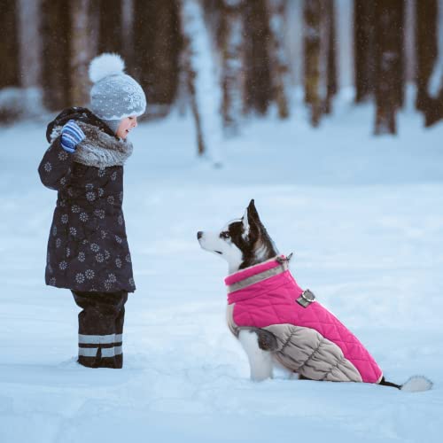 Lelepet Dog Coat Warm Dog Winter Coat Waterproof Dogs Jacket with Harness Built in Reflective Pet Fleece Vest Zip-Up Cold Weather Coats for Dogs Turtleneck & Windproof Coats Chihuahua Rose Red XS - color: Rose Red, size: X-Small