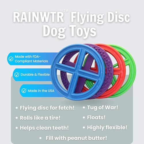 Flexible Flying Disc - Durable Floating Dog Toy for Fetch, Tug, Treat Filling, Made in USA, FDA Compliant TPE, Medium/Large Dogs, Blue - color: Blue
