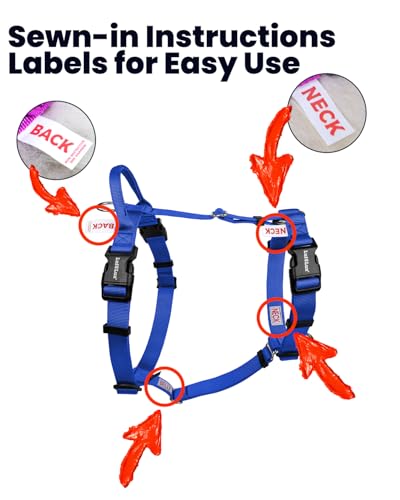 Non Restrictive No Pull Dog Harness, Neck Buckle Desgin, Easy Walk Freedom Harness Keep Balance, Six Points Adjustment, for Medium Dog Chest(21-30 inches), Blue - color: Blue, size: M