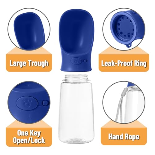 Mr. Pen- Portable Dog Water Bottle, 19 oz, Large, Leak Proof Puppy Water Dispenser with Drinking Feeder for Pets, Outdoor Walking, Hiking, Travel, Not Dishwasher Safe - color: Navy Blue