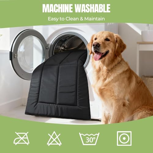 Chew Proof Indestructible Dog Bed, Durable Dog Crate Pad for Aggressive Chewers, Chew Resistant Fabric with Soft 1” 30D Foam Support, Tough Kennel Pad (Black, Large (28"x41")) - size: Large (28"x41")