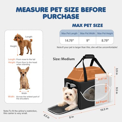 Top-Expandable Pet Carrier 17x11x9.5 Inch Alaska Hawaiian Airline Approved Underseat to 12lbs Stable Car Travel Carriers for Small Dogs Cats with Locking Safety Zippers Anti-Scratch Mesh - color: Black, size: 17"x11"x9.5"