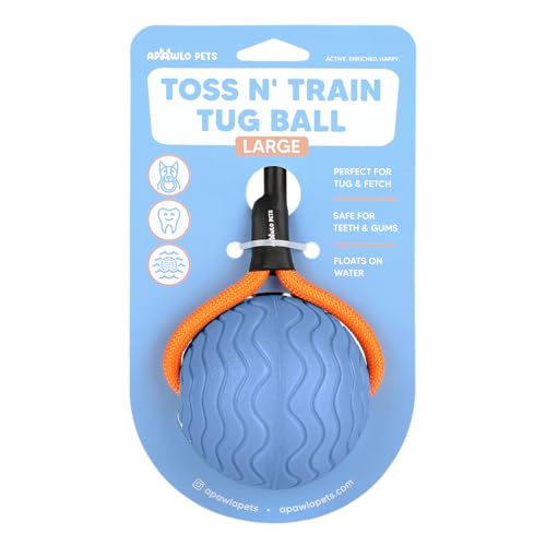 Dog Ball Toy with Rope, Durable EVA Foam Floating Dog Toy, Interactive Fetch & Toss n’ Train Tug Ball for Dogs, Bouncy Pet Ball for Outdoor Indoor Play - Blue, Large - color: Blue, size: Large