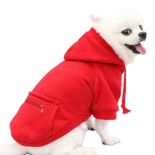Jecikelon Pet Dog Cold Weather Coat with Pocket Winter Dog Hoodie Warm Puppy Clothes for Small Dogs Chihuahua Clothing (X-Small, Y02-Red) - color: Y02-Red, size: X-Small