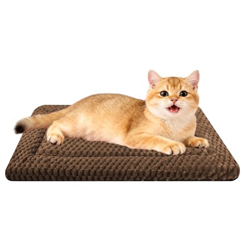 Dog Bed Mat,Reversible & Ultra Soft Kennel Pad-Machine Washable Pet Bed for Dogs & Cats-All-Weather Crate Liner for Crates,Carriers & Travel (Dark Brown, 18" L x 14" W x 1.5" Th) - color: Dark Brown, size: 18.0"L x 14.0"W x 1.5"Th