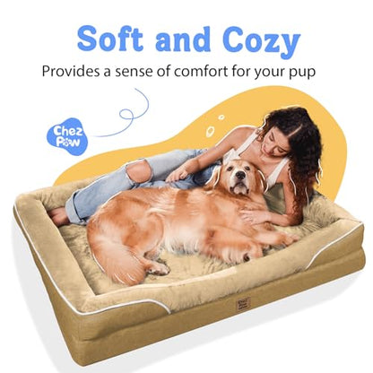Washable Orthopedic Large Dog Bed - Big Dog Beds with Removable Waterproof Cover and Non-Slip Bottom XL Large Pet Bed with Bolster Extra Large Dogs Bed - color: Brown, size: Large (36"L x 27"W x 7"Th)
