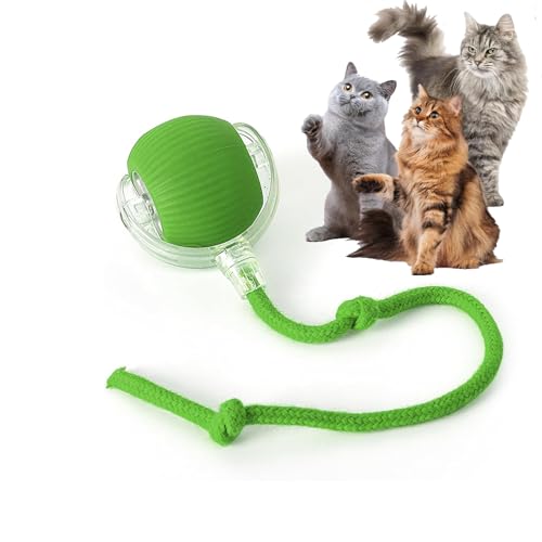Rocfish Durable Interactive Cat Toys for Indoor Cats, Smart Automatic Cat Chase Ball Toy, Upgraded Speedy Tail Kitten Toy for Bored Indoor Adult Pets (Green) - color: Green