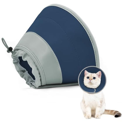 Cat Cone Collar Soft to Stop Licking, Adjustable, Foldable Lightweight Kitten Cones After Surgery Recovery for Cats & Kittens, Cat Cone Alternative, Easy Eating (Solid Blue, S) - color: Solid Blue, size: S
