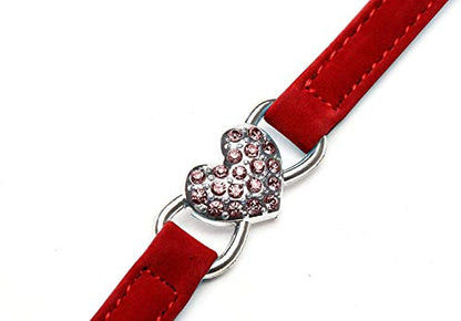 CHUKCHI Pink Soft Velvet Safe Cat Adjustable Collar with Crystal Heart Charm and Bells 8-11 Inches(Black+Red+Pink+Blue) - color: Black+Red+Pink+Blue
