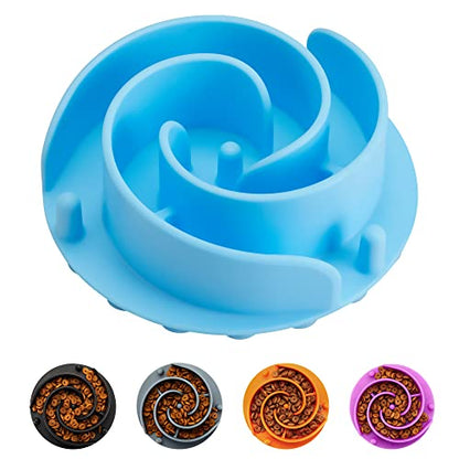 Slow Feeder Dog Bowls Insert, Animire Soft Silicone Slow Eating Dog Food Bowl for Small, Medium and Large Dogs, Compatible with Regular and Elevated Bowls - color: Blue, size: L