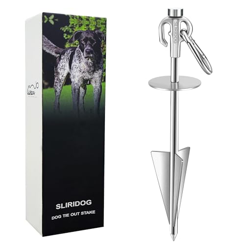 Heavy Duty 304 Stainless Steel Dog Stake-15 Inch, 12mm Diameter, Holds Pets Up to 160 lbs,Perfect for Yard, Outdoor, Camping & Tent Use - Corrosion-Resistant Ground Anchor for Dogs