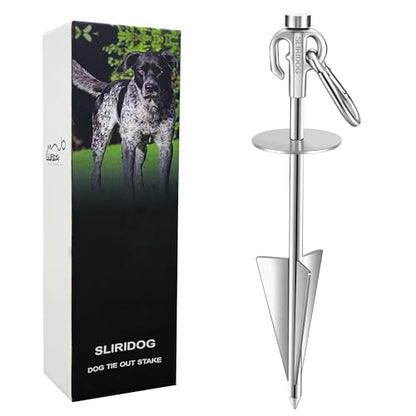 Heavy Duty 304 Stainless Steel Dog Stake-15 Inch, 12mm Diameter, Holds Pets Up to 160 lbs,Perfect for Yard, Outdoor, Camping & Tent Use - Corrosion-Resistant Ground Anchor for Dogs