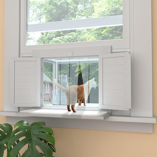 GDLF Cat Window Box, Universal Cat Window Perch Catio with Mosquito Proof, Fits Double Hung Frames 24" to 39.5" Wide, for Sunbathing, Napping & Nature Viewing (Min Height 18") - size: fits up to 18"