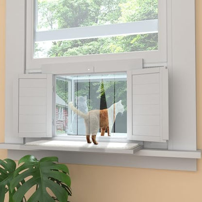 GDLF Cat Window Box, Universal Cat Window Perch Catio with Mosquito Proof, Fits Double Hung Frames 24" to 39.5" Wide, for Sunbathing, Napping & Nature Viewing (Min Height 18") - size: fits up to 18"