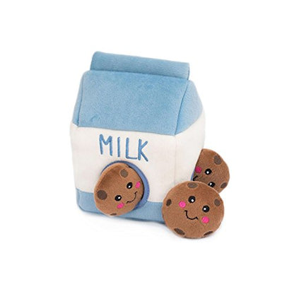 ZippyPaws Burrow- Interactive Dog & Puppy Toys for Boredom, Stimulating Pet Products to Keep them Busy, Hide & Seek Plush Puzzles, Squeaky Toy for Enrichment, For Small & Medium Dogs- Milk and Cookies - style: Milk & Cookies
