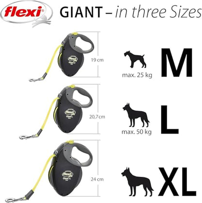 FLEXI Giant Tape Retractable Dog Leashes for Medium Dogs Upto 55 lbs. – 26 ft., Black | Tangle Free Pet Walking Leash with One-Handed Brake, Pause, Lock|German Quality Product - color: Black, size: Medium - 26 feet