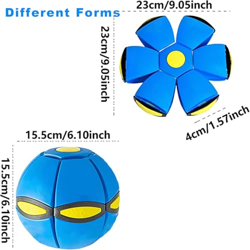 2PCS Magic Bouncing Ball, Magic Meta - Ball, Children's Magic Bouncing Balls, Doggy Disc Ball, Flying Saucer Ball, Parent-Child Interaction with Lights for Indoor & Outdoor Play Green and Blue