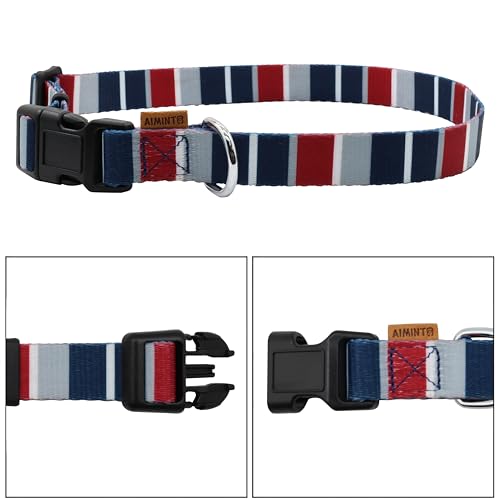Dog Collar, Cute Multi Stripe Pattern, Soft and Adjustable Collar with Quick Release Buckle (XS (Neck 9-13", Width 3/8"), Rainbow Navy) - color: Rainbow Navy, size: XS (Neck 9-13", Width 3/8")