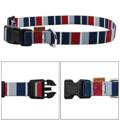 Dog Collar, Cute Multi Stripe Pattern, Soft and Adjustable Collar with Quick Release Buckle (XS (Neck 9-13", Width 3/8"), Rainbow Navy) - color: Rainbow Navy, size: XS (Neck 9-13", Width 3/8")