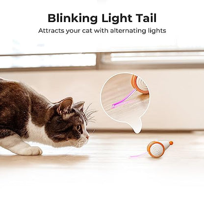 Cheerble Interactive Cat Toys for Indoor Cats, Automatic Cat Toy with LED Lights, Wicked Mouse Toys, Kitten Toys, Pet Supplies, Smart Electric Cat Toy, USB Rechargeable, Auto On/Off(Yellow) - color: Yellow