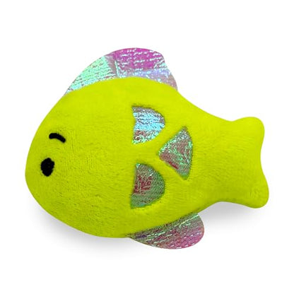 Pounce & Purr® Plush Cat Toys, Catnip & Silvervine Infused, Shiny Iridescent Accents, Interactive Play Toys for Cats & Kittens (Fish) - color: Fish