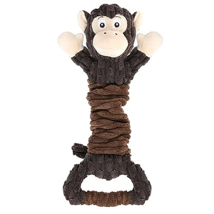 Letsmeet Plush Dog Toy with Crinkle Paper, Tug of War Pull Interactive Toys for Puppies to Large Dogs - style: Monkey
