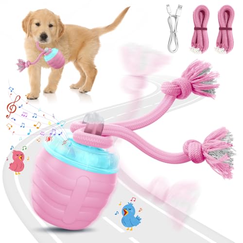 Interactive Dog Toys Ball - New Upgraded Chase Buddy Dog Toy for Medium/Large Dogs, Automatic Moving and Rolling Dogs Ball for Boredom, USB Rechargeable(Pink)