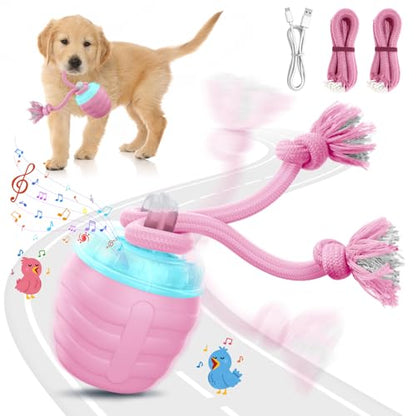 Interactive Dog Toys Ball - New Upgraded Chase Buddy Dog Toy for Medium/Large Dogs, Automatic Moving and Rolling Dogs Ball for Boredom, USB Rechargeable(Pink)