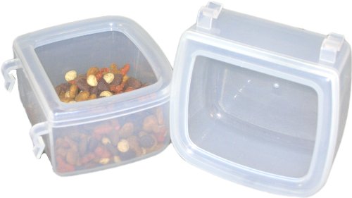 DryFur Pet Carrier Food Water Dish - Clear- Spill Resistant - Hook On Cups - Travel Kennel Bowls set of 2 (Small)