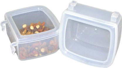 DryFur Pet Carrier Food Water Dish - Clear- Spill Resistant - Hook On Cups - Travel Kennel Bowls set of 2 (Small)
