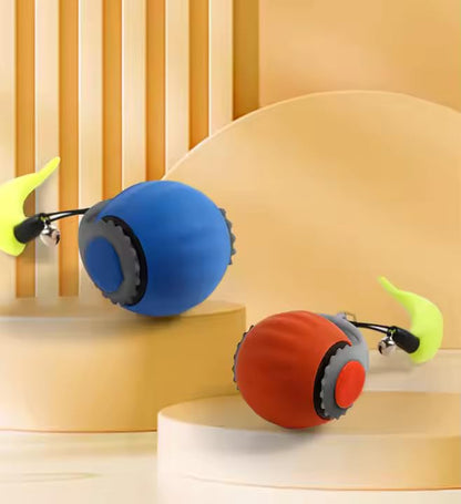 Interactive Cat Toy Ball - Automatic Rolling Rechargeable Cat Toy, Chasing Ball for Indoor Cats & Kittens, Feather Tail, Self-Moving Toy, Fast & Slow Speed (Blue)