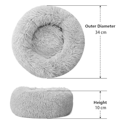 Dog Beds for Small Dogs Round Cat Beds for Indoor Cats Pet Bed for Puppy and Kitten with Slip-Resistant Bottom Plush Donut Cat Bed, Light Grey (XS-38cm Light Grey)