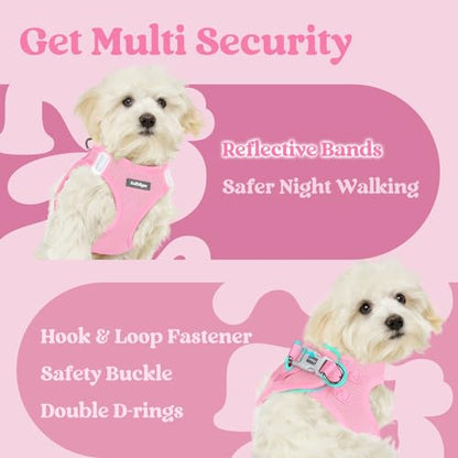 rabbitgoo Small Dog Harness, Step-in Soft Mesh Puppy Vest with Safety Buckle, Breathable Reflective Pet Harness for Large Dogs, Light Pink XXL - color: Light Pink, size: Xxl(chest:21.6"-23.7")