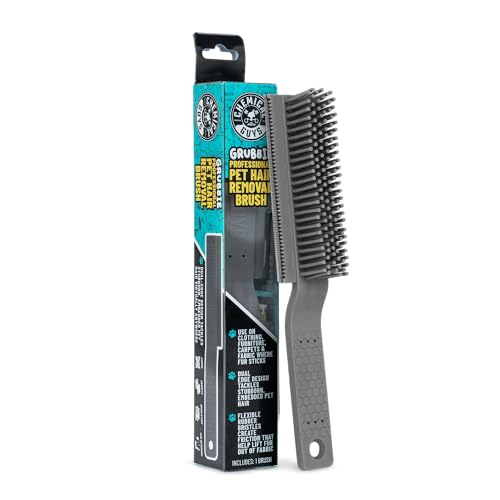 Chemical Guys Professional Rubber Pet Hair Removal Brush – Multi Surface Detailing & Pet Hair Removal Tool for Cars, Trucks, SUVs, RVs & Home – Removes Lint and Debris from Upholstery and Carpet - size: (Pack of 1)