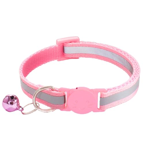 2 Pack Breakaway Cat Collars with Bells, Reflective Design and Claw Print Design, Safety Buckle Kitten Collars Adjustable from 7.5 to 12.5 Inches (Pink) - color: Pink
