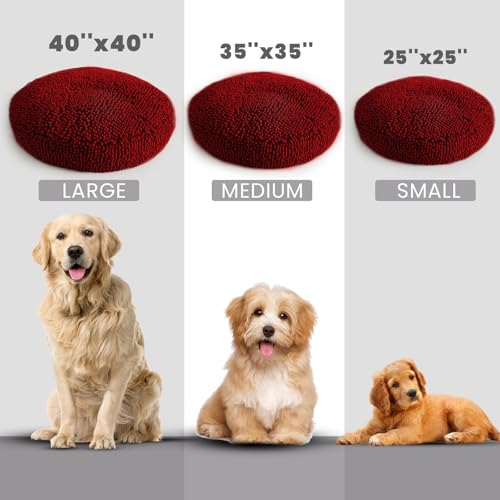 Muddy Mat® Cloud K-9 Bed for Dogs & Cats, Soft & Relaxing Donut Dog Bed, Chenille Material, Removable Cover, Washable & Dryer Safe–Red Small(25'x25') - color: Red, size: Small (25''X25'')