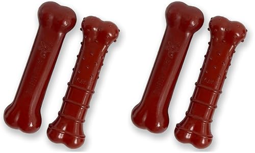 Nylabone Power Chew Basted Blast Dual Flavored Dog Chew Toys for Aggressive Chewers - Durable Dog Bones with 2 Layers of Flavor - Bacon and Steak Flavor, Small/Regular (2 Count) (Pack of 2) - size: Small (Pack of 2)