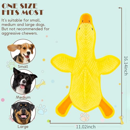 No Stuffing Dog Squeak Toys- Chew Toys for Small Medium Large Breed- Durable Puppy Teething Interactive to Keep Them Busy- Best Birthday Gift(Yellow Duck) - color: Yellow