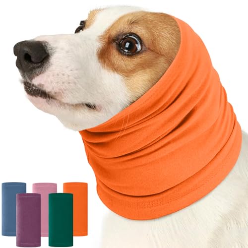 Nanaki Dog Calming Hoodie Ear Wraps for Dogs, Fireworks Ear Protection Head Muffs Doggy Warp Anxiety Relief, Doggy Hematoma Wrap, Pet Head Cover for Grooming and Force Drying Bathing Pet Protector - color: Orange, size: Small