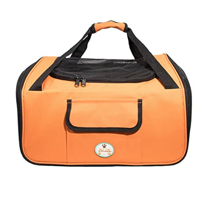 Pet Life ® 'Ultra-Lock' Collapsible Safety Travel Wire Folding Pet Carseat or Dog Car Seat Carrier with Side Pockets - color: Orange