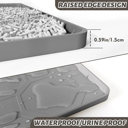 Silicone Cat Litter Mat for Litter Box-28" X 22" Kitty litter pads, Waterproof & Leak-Proof Trapping Design, Non-Slip Durable Easy to clean (Gray) - color: Grey, size: 28" X 22"