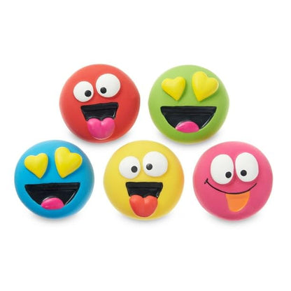 5pk Emoticon Latex Dog Toy, Provides A Comforting Squeak That Dogs Will Enjoy, Made of Natural Latex, It Squeaks When Squeezed!