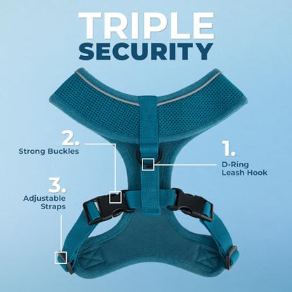 Voyager Aerolite Over the Head Dog Harness, No Pull Breathable Air Mesh Vest, Quick Dry with Reflective Stitching, Adjustable Escape Resistant Harness for Small Medium Large Dogs - Turquoise, X-Small - color: Turquoise, size: XS