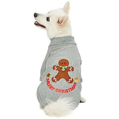 Blueberry Pet Soft & Comfy Merry Christmas Holiday Festive Gingerbread Man Pullover Turtleneck Fall Winter Dog Sweatshirt Coat, Back Length 10", Warm Clothes for Small Dogs - color: Gingerbread Man, size: 10 inch (Pack of 1)
