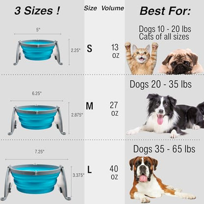 Loving Pets - Bella Roma Portable Travel Dog Bowl Collapsible Dog Food & Water Bowl (Blue, Large) - color: Blue, size: Large Travel Bowl