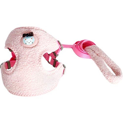 La La Pet® Cute Small Dog Harness with Velvet Leash Mesh Padded Vest Harness for Walking Small Medium Dogs and Cats (Pink, S) - color: Pink, size: S