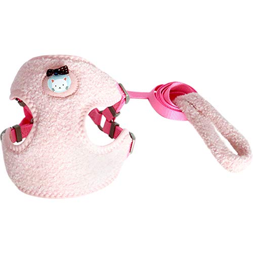 La La Pet® Cute Small Dog Harness with Velvet Leash Mesh Padded Vest Harness for Walking Small Medium Dogs and Cats (Pink, S) - color: Pink, size: S