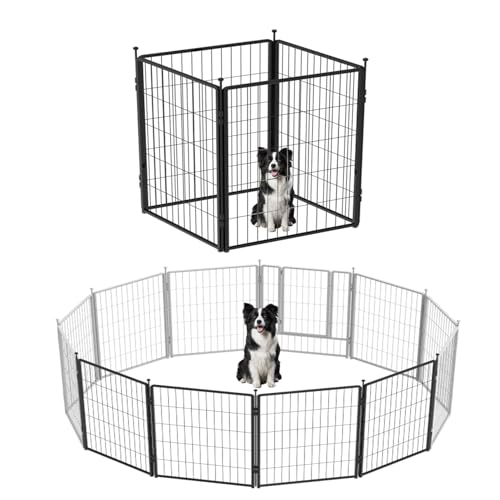 Dog Playpen Add-on 36 inch 4 Panels for Indoor & Outdoor Use – Heavy-Duty Metal Pet Fence with Ground Stakes, Rounded Ball Tops for Safety, Stable & Foldable Design, Easy to Assemble - size: 36inch, style: 4 Panels Add-on