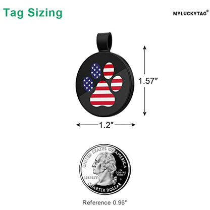 QR Code Pet ID | Personalized Dog & Cat Collar Tag | Online Profile with Instant Scanned Location Alert Email - style: USA Patriot